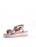 Mixed material wedge sandal