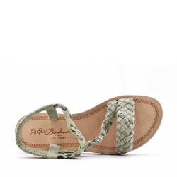 Mixed material wedge sandal