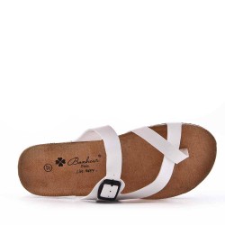 Mixed material wedge sandal