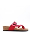 Mixed material wedge sandal