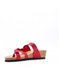 Mixed material wedge sandal