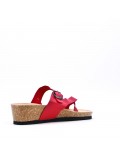 Mixed material wedge sandal