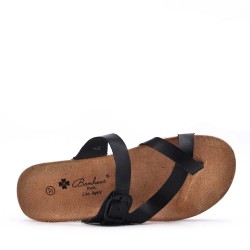 Mixed material wedge sandal