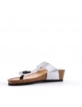 Mixed material wedge sandal