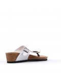 Mixed material wedge sandal