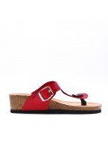 Mixed material wedge sandal