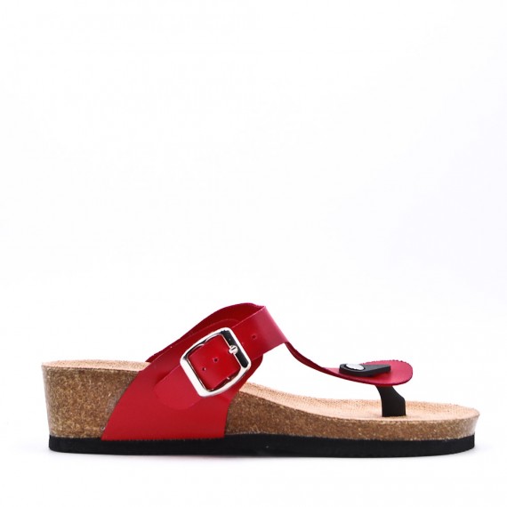 Mixed material wedge sandal