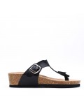 Mixed material wedge sandal