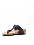 Mixed material wedge sandal