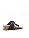 Mixed material wedge sandal