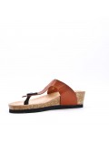 Mixed material wedge sandal