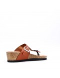 Mixed material wedge sandal