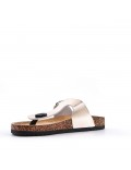 Mixed material wedge sandal