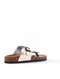 Mixed material wedge sandal