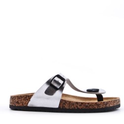 Mixed material wedge sandal