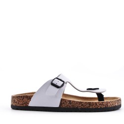 Mixed material wedge sandal