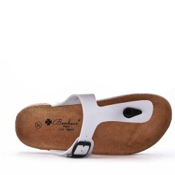 Mixed material wedge sandal