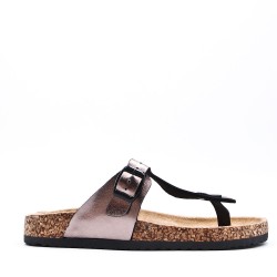 Mixed material wedge sandal