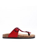 Mixed material wedge sandal