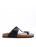 Mixed material wedge sandal