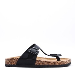 Mixed material wedge sandal