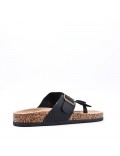 Mixed material wedge sandal