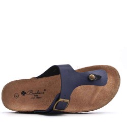 Mixed material wedge sandal