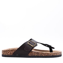 Mixed material wedge sandal