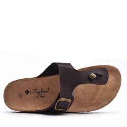 Mixed material wedge sandal