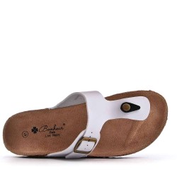 Mixed material wedge sandal