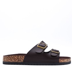 Mixed material wedge sandal