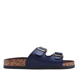 Mixed material wedge sandal
