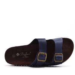 Mixed material wedge sandal