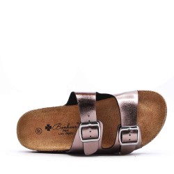 Mixed material wedge sandal
