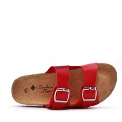 Mixed material wedge sandal