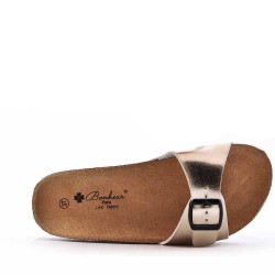 Mixed material wedge sandal