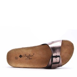 Mixed material wedge sandal