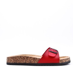 Mixed material wedge sandal