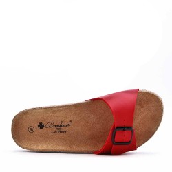 Mixed material wedge sandal