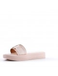 Mixed material wedge sandal