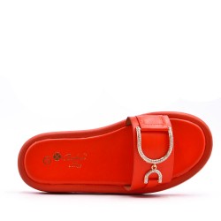 Mixed material wedge sandal
