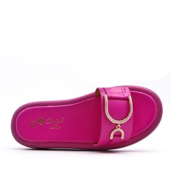 Mixed material wedge sandal