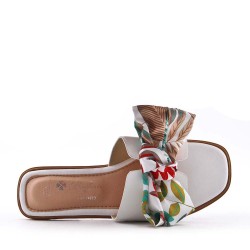 Claquette en mix matières pour femme 