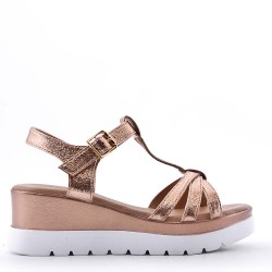 Women's faux leather wedge sandal