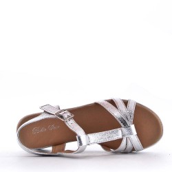 Women's faux leather wedge sandal