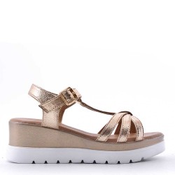 Women's faux leather wedge sandal