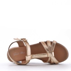 Women's faux leather wedge sandal