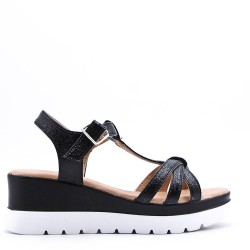 Women's faux leather wedge sandal