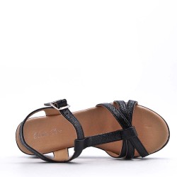 Women's faux leather wedge sandal