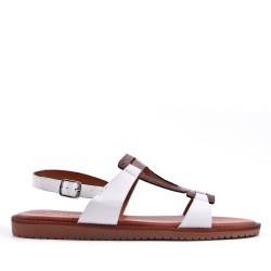 Flat sandals in a material mix for women